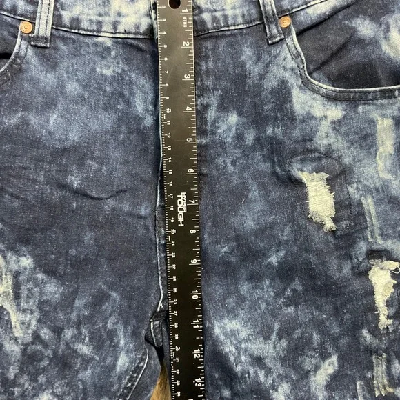 True‎ Luck Jeans Mens 36x34 Blue Distressed Acid Wash Slim Fit Moto Biker Denim - Picture 8 of 11